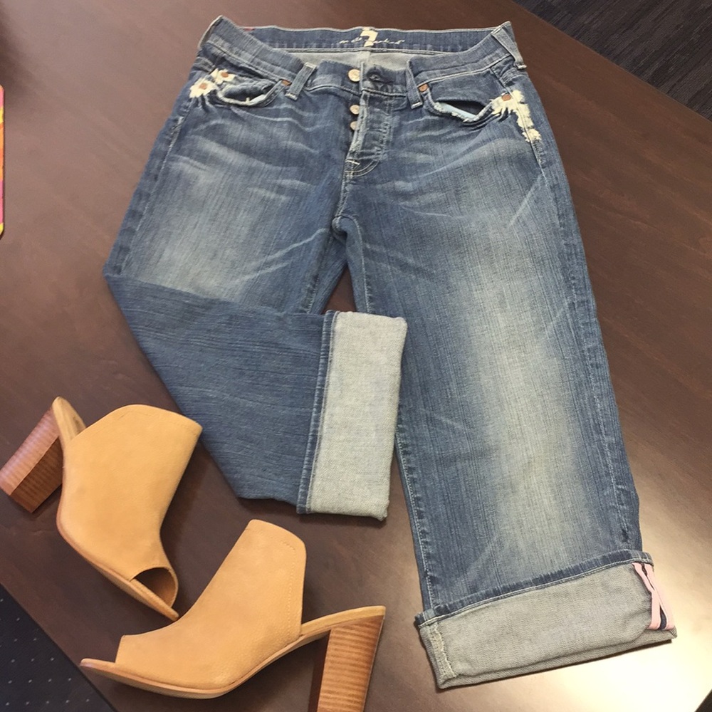 7 For all Mankind Crop button fly